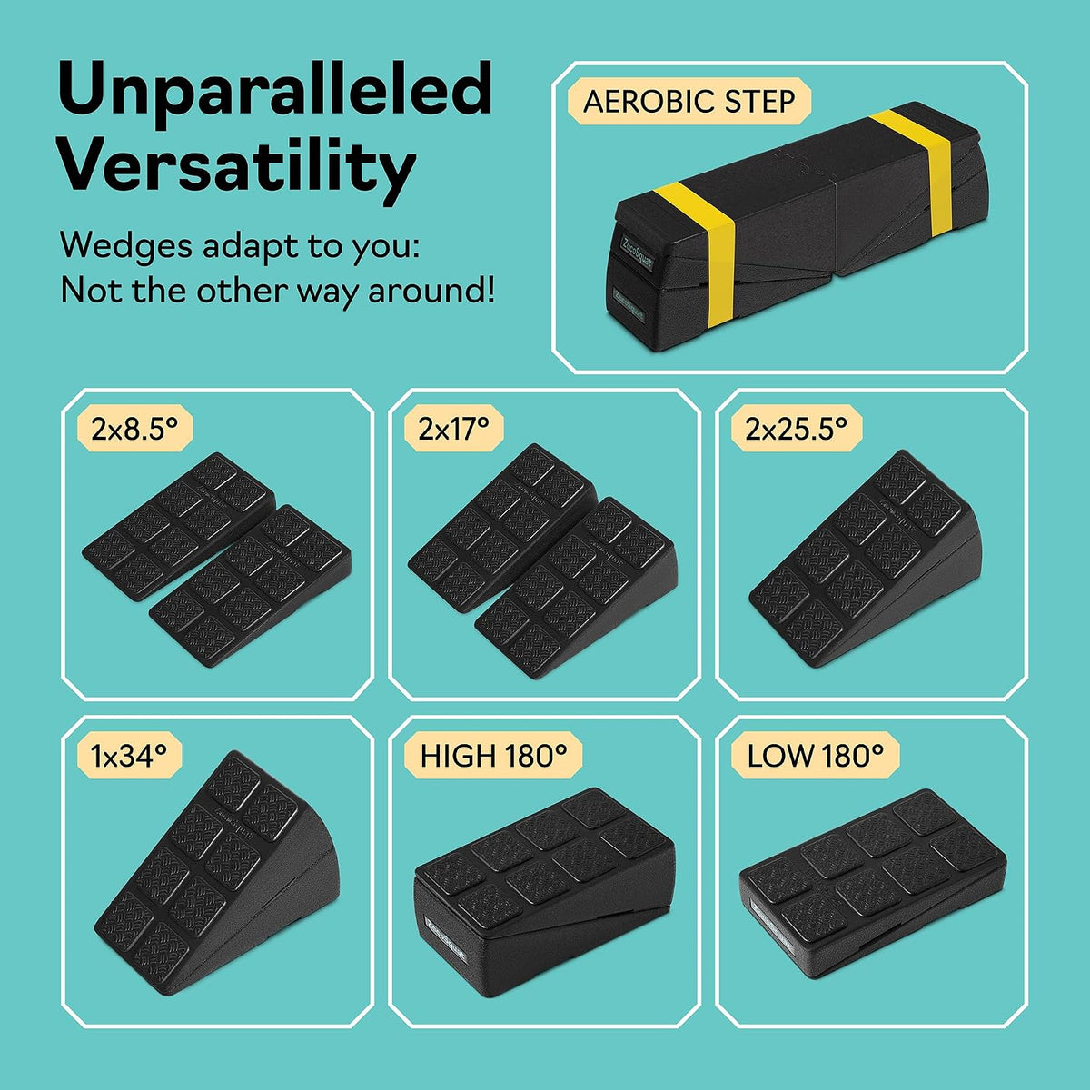 Squat Wedge Block Set of 3/5 - 960 LBS Capacity - Slant Board for Calf Stretching with 5 Stackable Angles - Calf Stretcher Slant Board - Workout Equipment - EPP Material for Exercise Equipment & Physical Therapy
