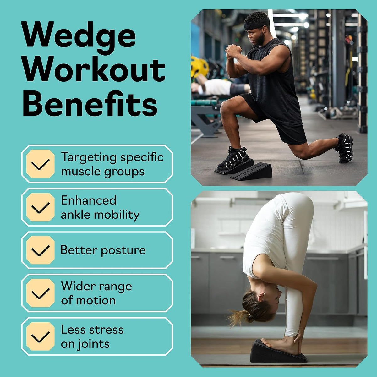Squat Wedge Block Set of 3/5 - 960 LBS Capacity - Slant Board for Calf Stretching with 5 Stackable Angles - Calf Stretcher Slant Board - Workout Equipment - EPP Material for Exercise Equipment & Physical Therapy