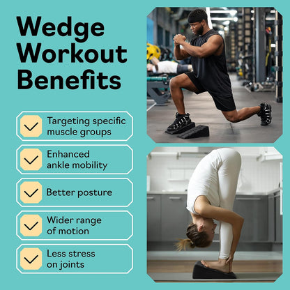 Squat Wedge Block Set of 3/5 - 960 LBS Capacity - Slant Board for Calf Stretching with 5 Stackable Angles - Calf Stretcher Slant Board - Workout Equipment - EPP Material for Exercise Equipment & Physical Therapy