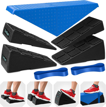 Squat Wedge Block Set of 3/5 - 960 LBS Capacity - Slant Board for Calf Stretching with 5 Stackable Angles - Calf Stretcher Slant Board - Workout Equipment - EPP Material for Exercise Equipment & Physical Therapy