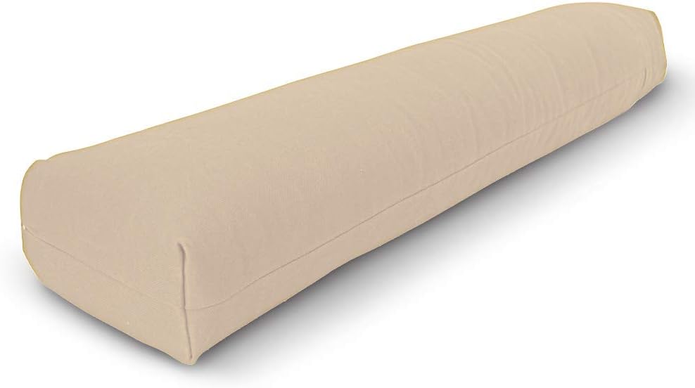 Pranayama Yoga Bolster - Expand Chest for Deeper Breath Work, Made in USA with Eco-Friendly Materials - Studio Grade Firm Pranayama Support Cushion - Natural Cotton, Hemp or Vinyl, 27"L x 6"W x 5"H