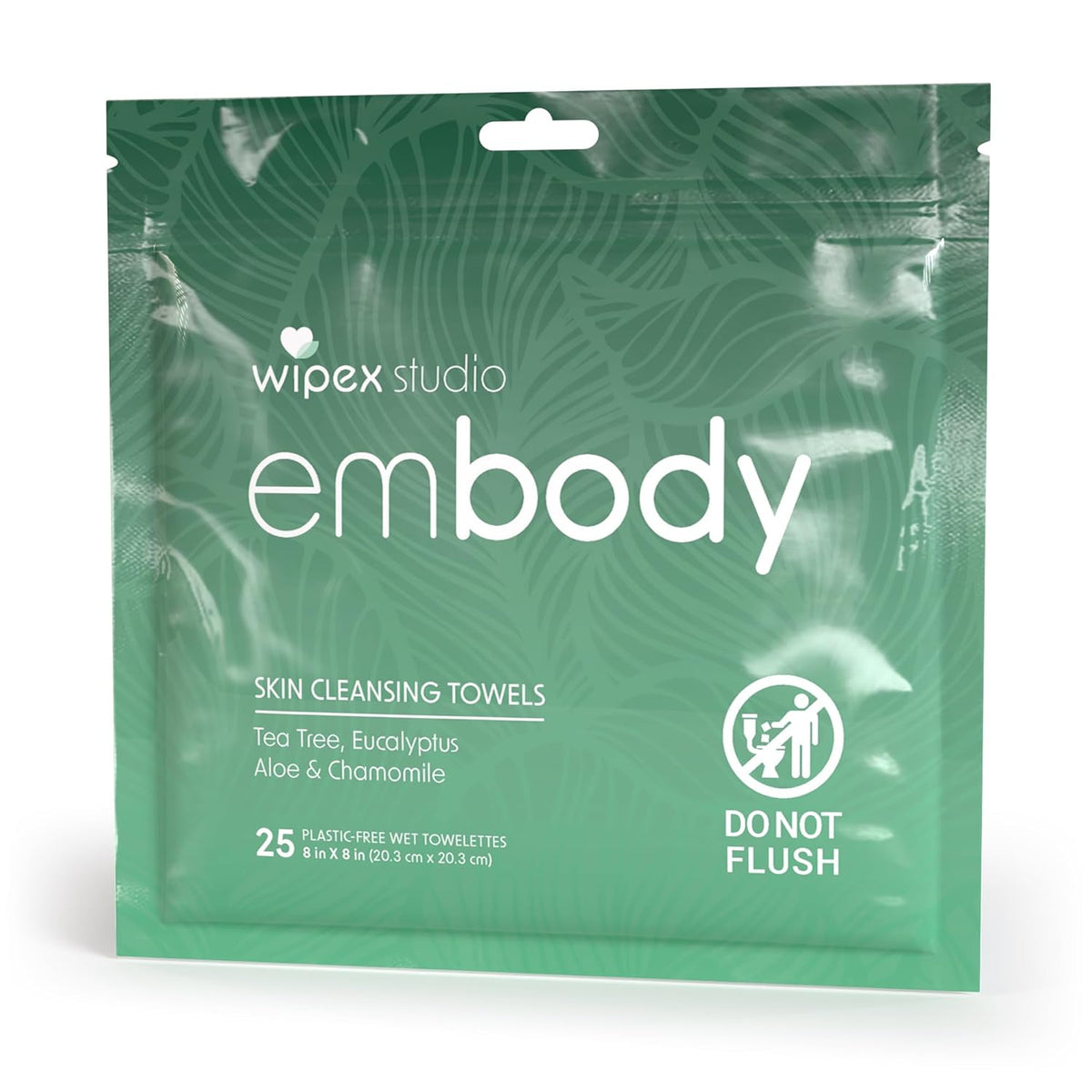 Embody Body Wipes, EWG VERIFIED, 25 Count Travel Pack, Tea Tree & Eucalyptus with Aloe & Chamomile, No-Rinse After Workout Wipes for Gym, Yoga, Sports & Travel