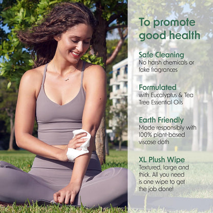 Embody Body Wipes, EWG VERIFIED, 25 Count Travel Pack, Tea Tree & Eucalyptus with Aloe & Chamomile, No-Rinse After Workout Wipes for Gym, Yoga, Sports & Travel
