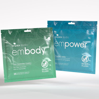 Embody Body Wipes, EWG VERIFIED, 25 Count Travel Pack, Tea Tree & Eucalyptus with Aloe & Chamomile, No-Rinse After Workout Wipes for Gym, Yoga, Sports & Travel