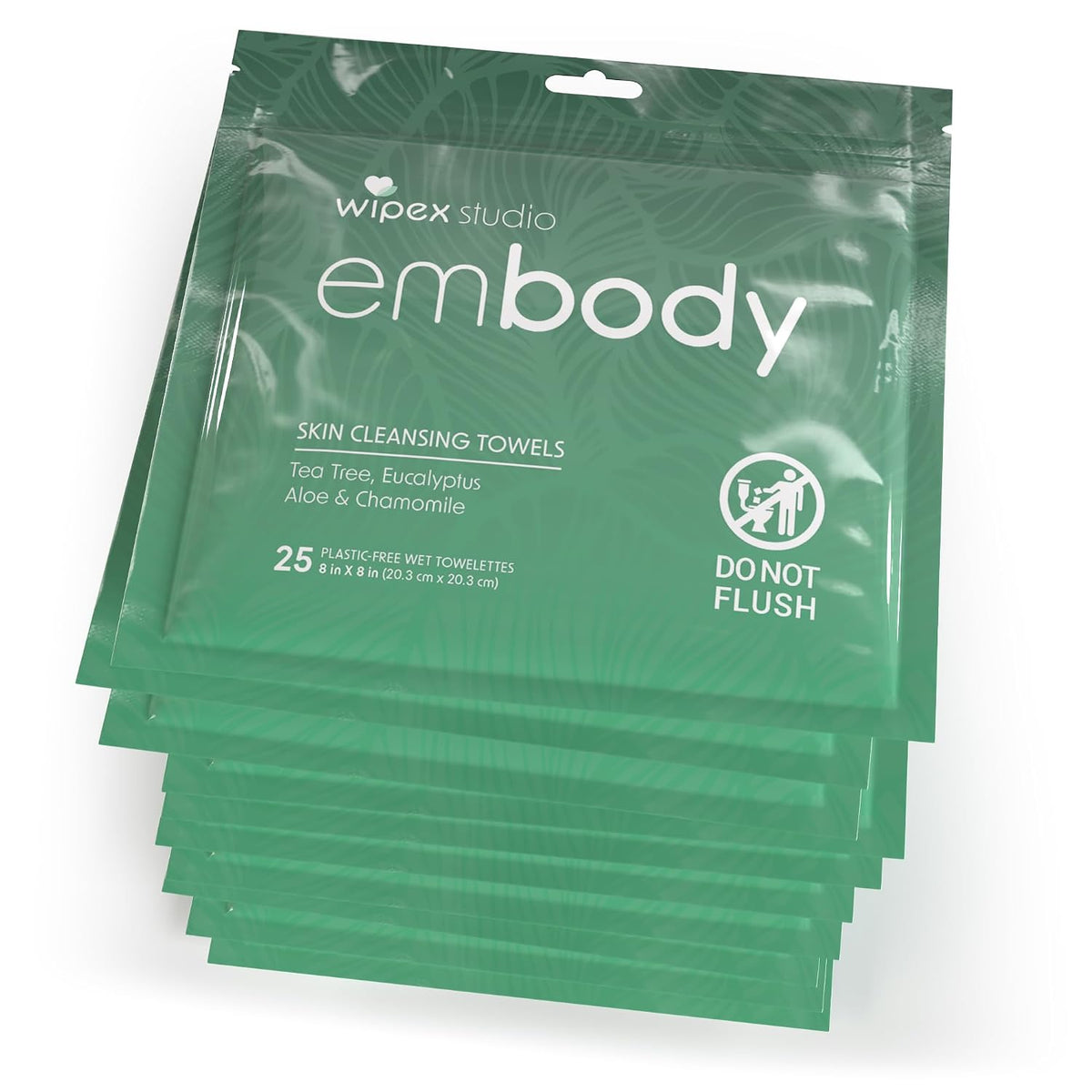 Embody Body Wipes, EWG VERIFIED, 25 Count Travel Pack, Tea Tree & Eucalyptus with Aloe & Chamomile, No-Rinse After Workout Wipes for Gym, Yoga, Sports & Travel