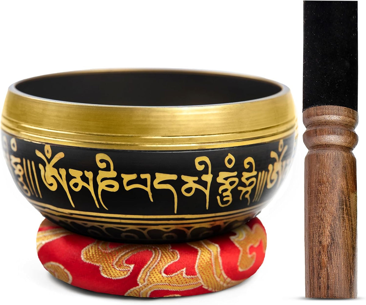 Tibetan Singing Bowl Set Brass - Master Healing Grade - Authentic Handcrafted Sound Bowl