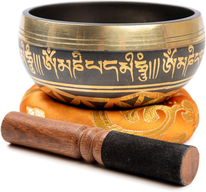 Tibetan Singing Bowl Set Brass - Master Healing Grade - Authentic Handcrafted Sound Bowl