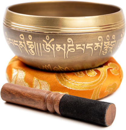 Tibetan Singing Bowl Set Brass - Master Healing Grade - Authentic Handcrafted Sound Bowl
