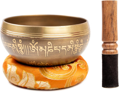 Tibetan Singing Bowl Set Brass - Master Healing Grade - Authentic Handcrafted Sound Bowl