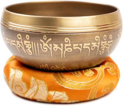 Tibetan Singing Bowl Set Brass - Master Healing Grade - Authentic Handcrafted Sound Bowl