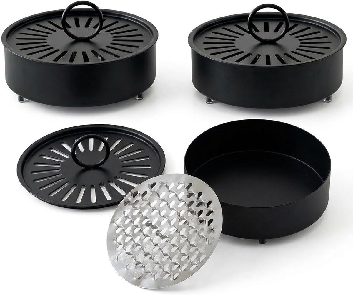 3 Pcs Large Carbon Steel Mosquito Coil Holder with Heat-Resistant Handle, Charcoal Black Iron Incense Burner for Indoor & Outdoor, Patio, Garden, Camping