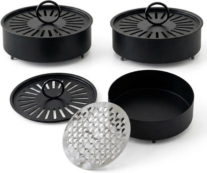 3 Pcs Large Carbon Steel Mosquito Coil Holder with Heat-Resistant Handle, Charcoal Black Iron Incense Burner for Indoor & Outdoor, Patio, Garden, Camping