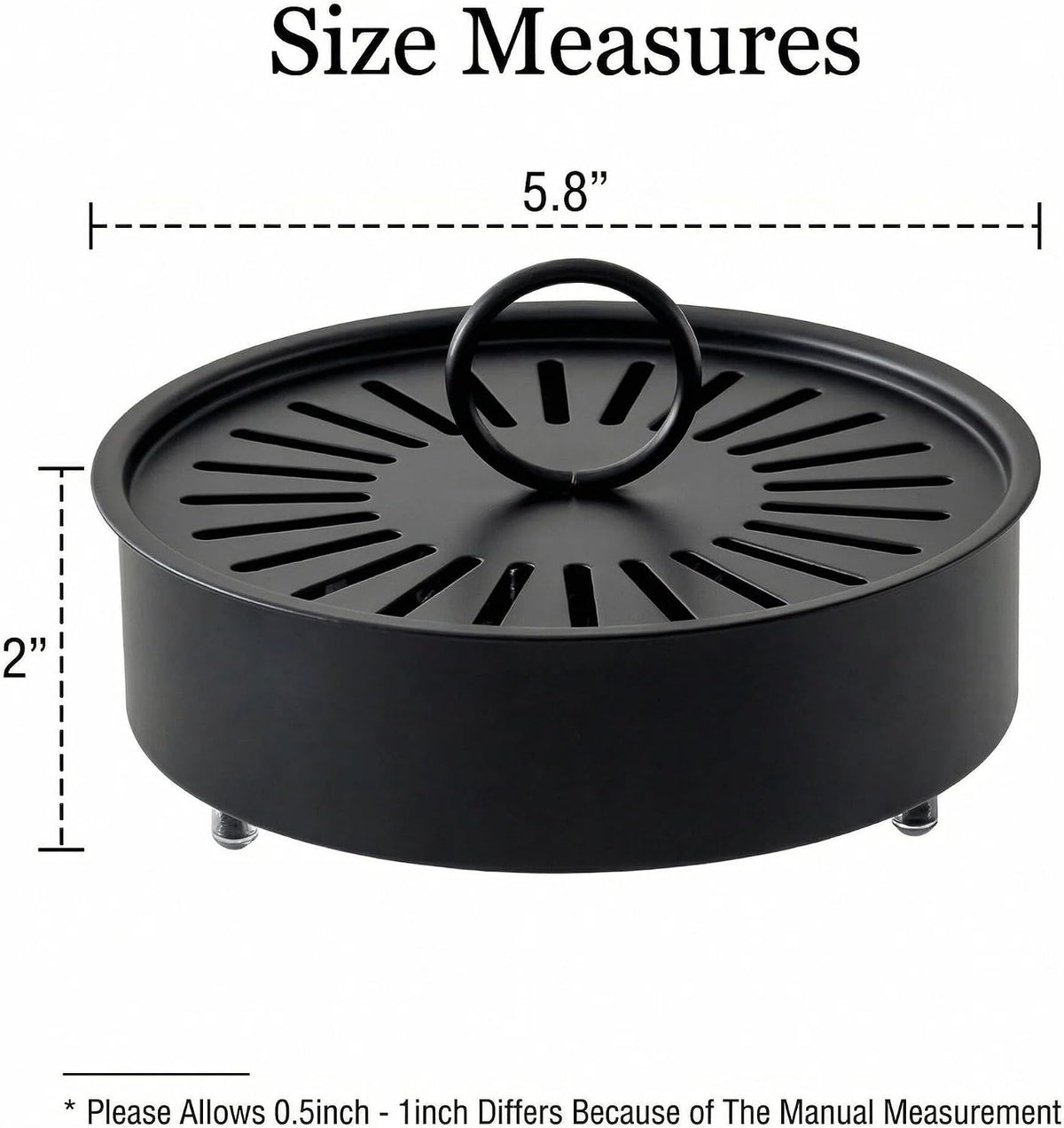 3 Pcs Large Carbon Steel Mosquito Coil Holder with Heat-Resistant Handle, Charcoal Black Iron Incense Burner for Indoor & Outdoor, Patio, Garden, Camping