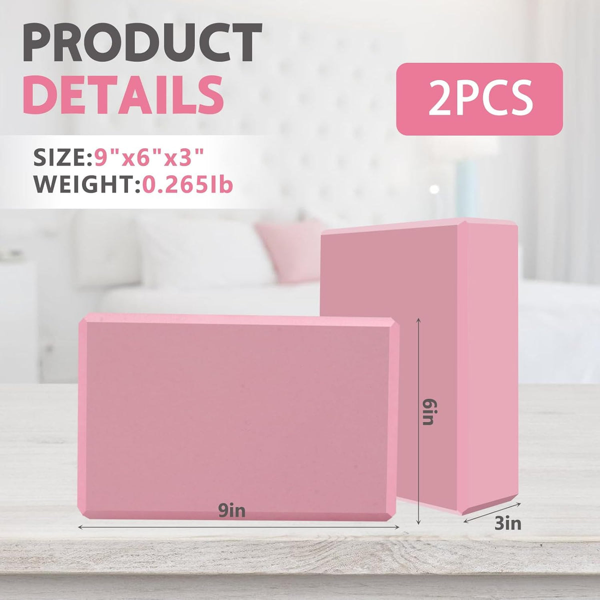 9"x6"x3" Yoga Blocks, Soft Non-Slip Surface Premium Foam Blocks, Supportive, Lightweight, Odor Resistant, Yoga Accessories for Pilates Meditation General Fitness Stretching Toning