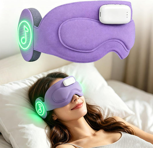 Meditation Eye Mask Sleep Mask with Meditation Music | Portable Sleep Headphones, Pressure-Free & Light Block-Out Eye Mask, One-Touch Operation via APP for Sleeping, Meditation & Travel (Purple)