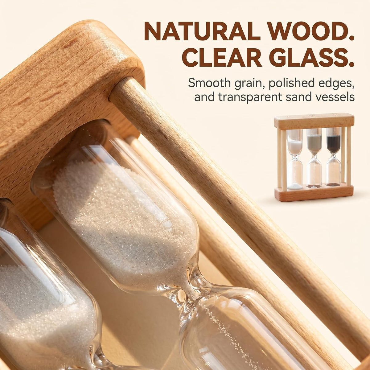 Creative 1/3/5 Minute Wooden Sand Glass Hourglass Timer Clock Home Decor Kitchen Tools Gift for Simple Style