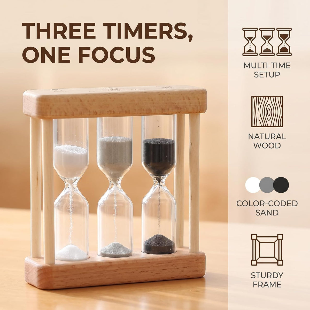 Creative 1/3/5 Minute Wooden Sand Glass Hourglass Timer Clock Home Decor Kitchen Tools Gift for Simple Style