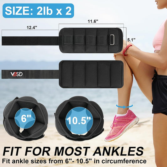 Adjustable Ankle Weights for Women Men,10lb 1 Pair Leg Weight Straps