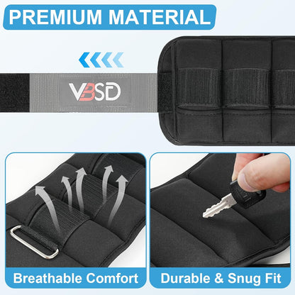 Adjustable Ankle Weights for Women Men,10lb 1 Pair Leg Weight Straps