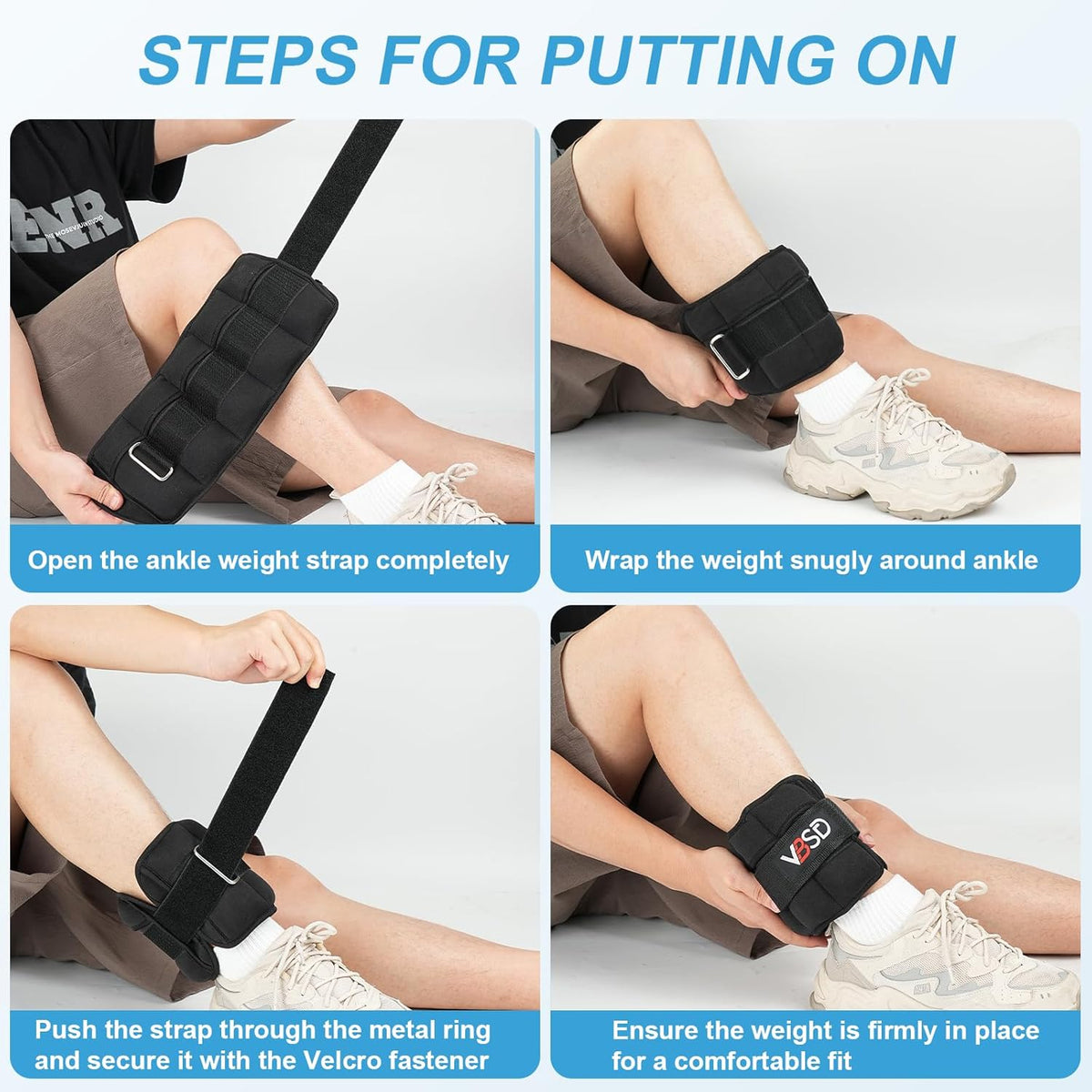 Adjustable Ankle Weights for Women Men,10lb 1 Pair Leg Weight Straps