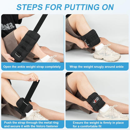 Adjustable Ankle Weights for Women Men,10lb 1 Pair Leg Weight Straps