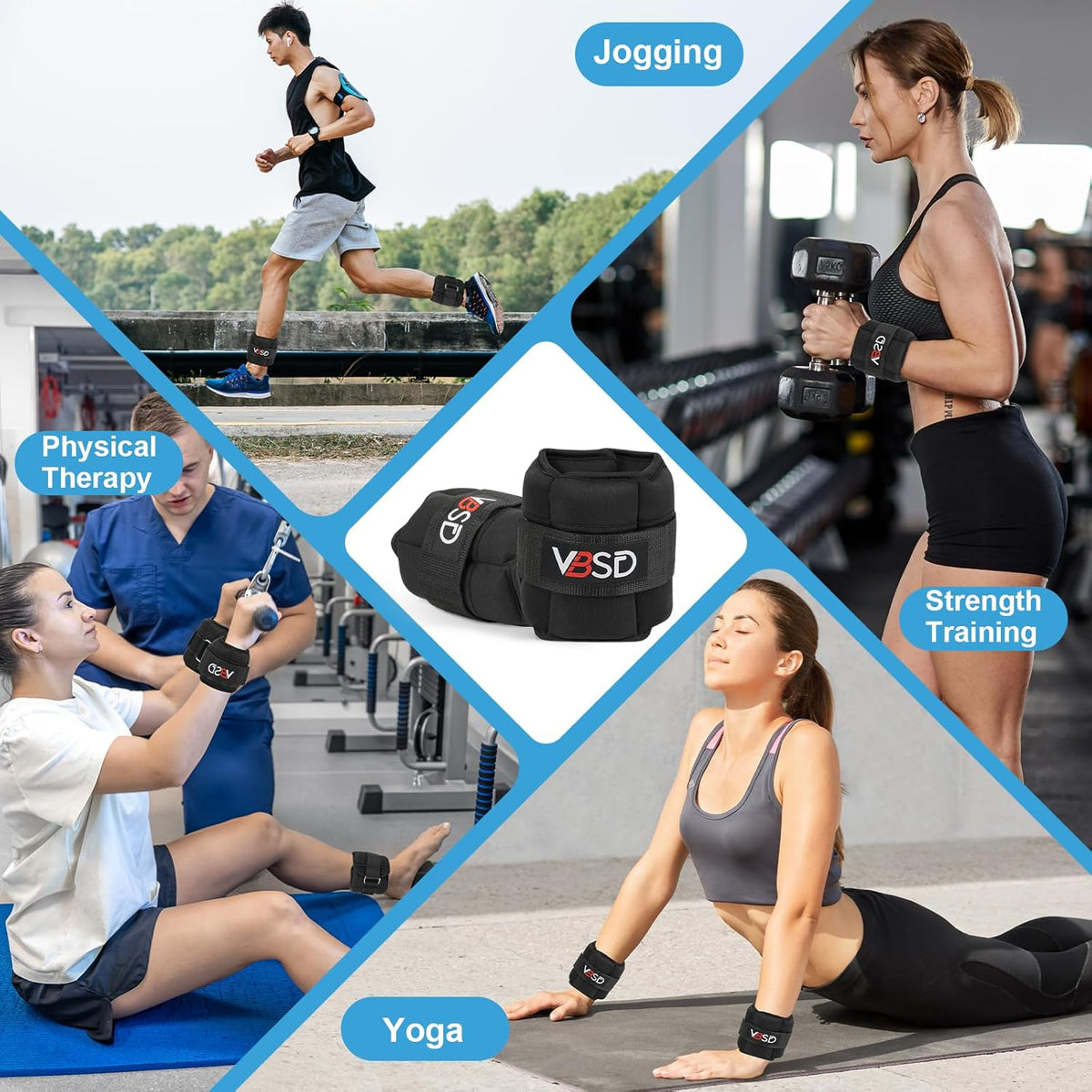 Adjustable Ankle Weights for Women Men,10lb 1 Pair Leg Weight Straps