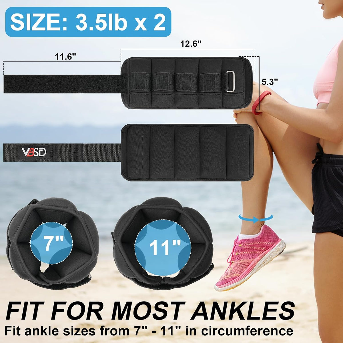 Adjustable Ankle Weights for Women Men,10lb 1 Pair Leg Weight Straps