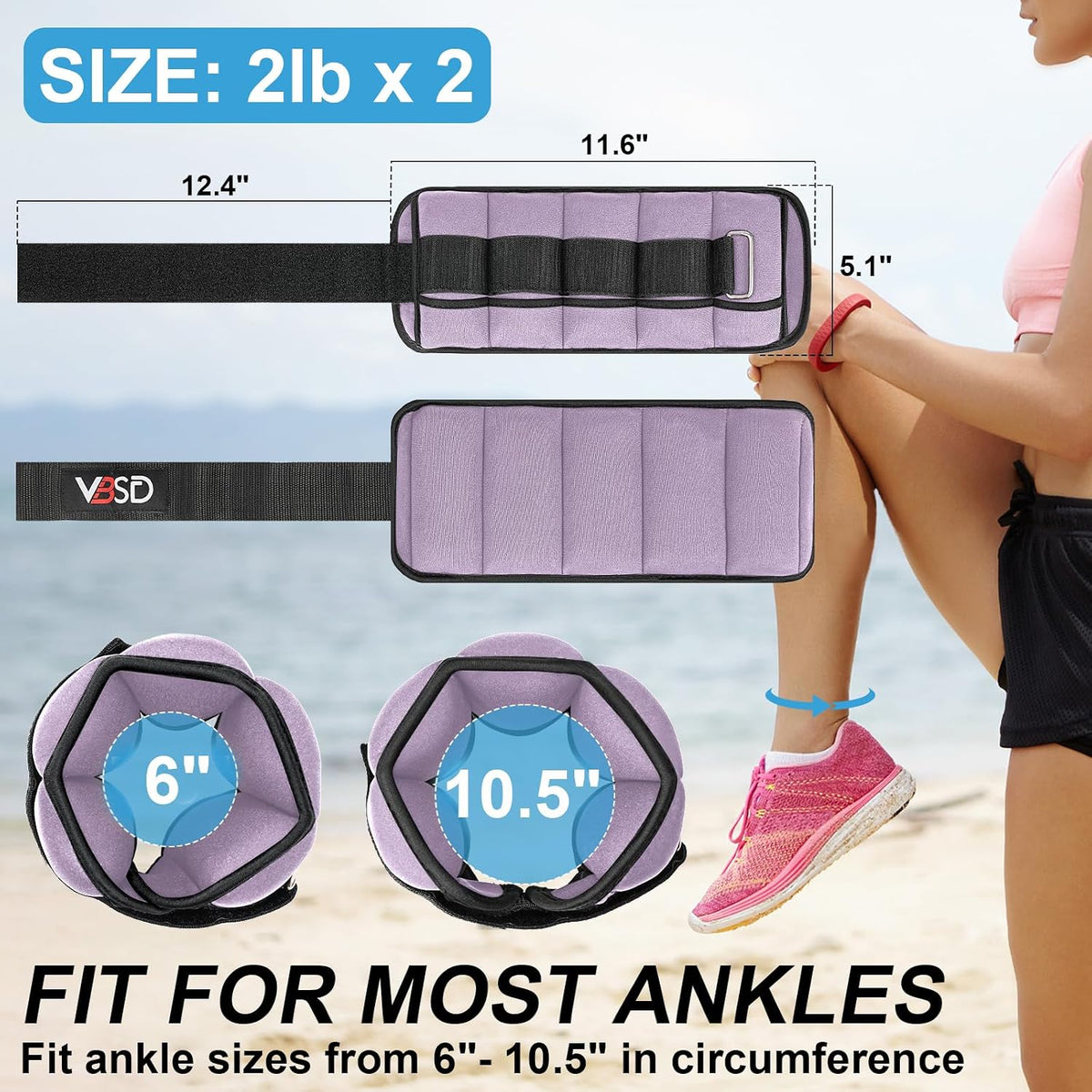 Adjustable Ankle Weights for Women Men,10lb 1 Pair Leg Weight Straps