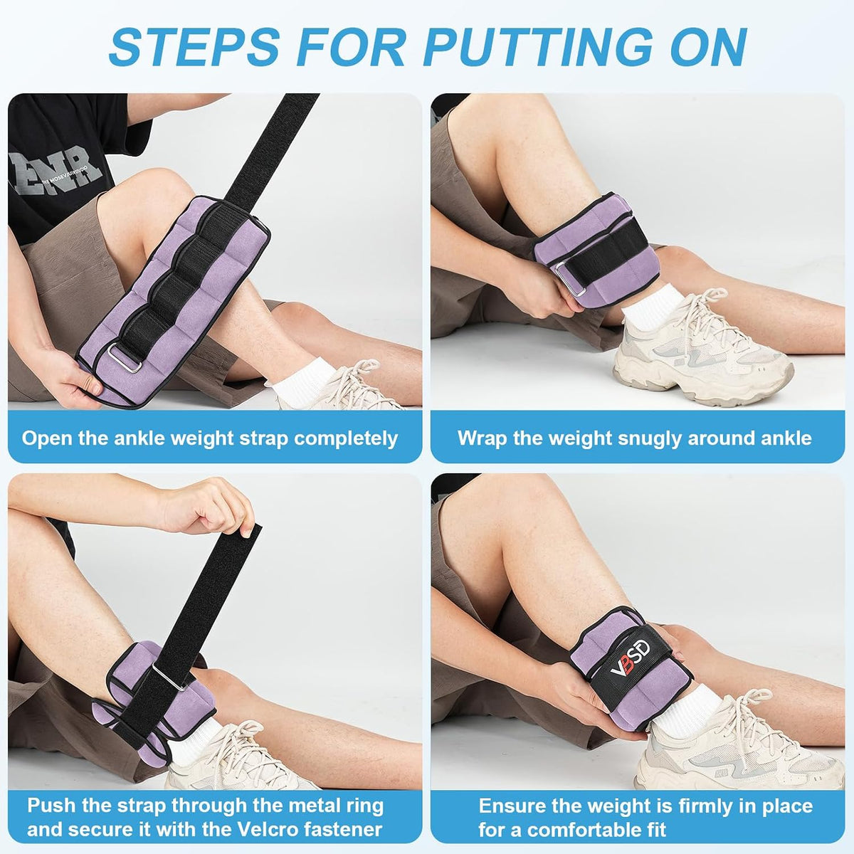 Adjustable Ankle Weights for Women Men,10lb 1 Pair Leg Weight Straps