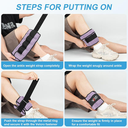 Adjustable Ankle Weights for Women Men,10lb 1 Pair Leg Weight Straps