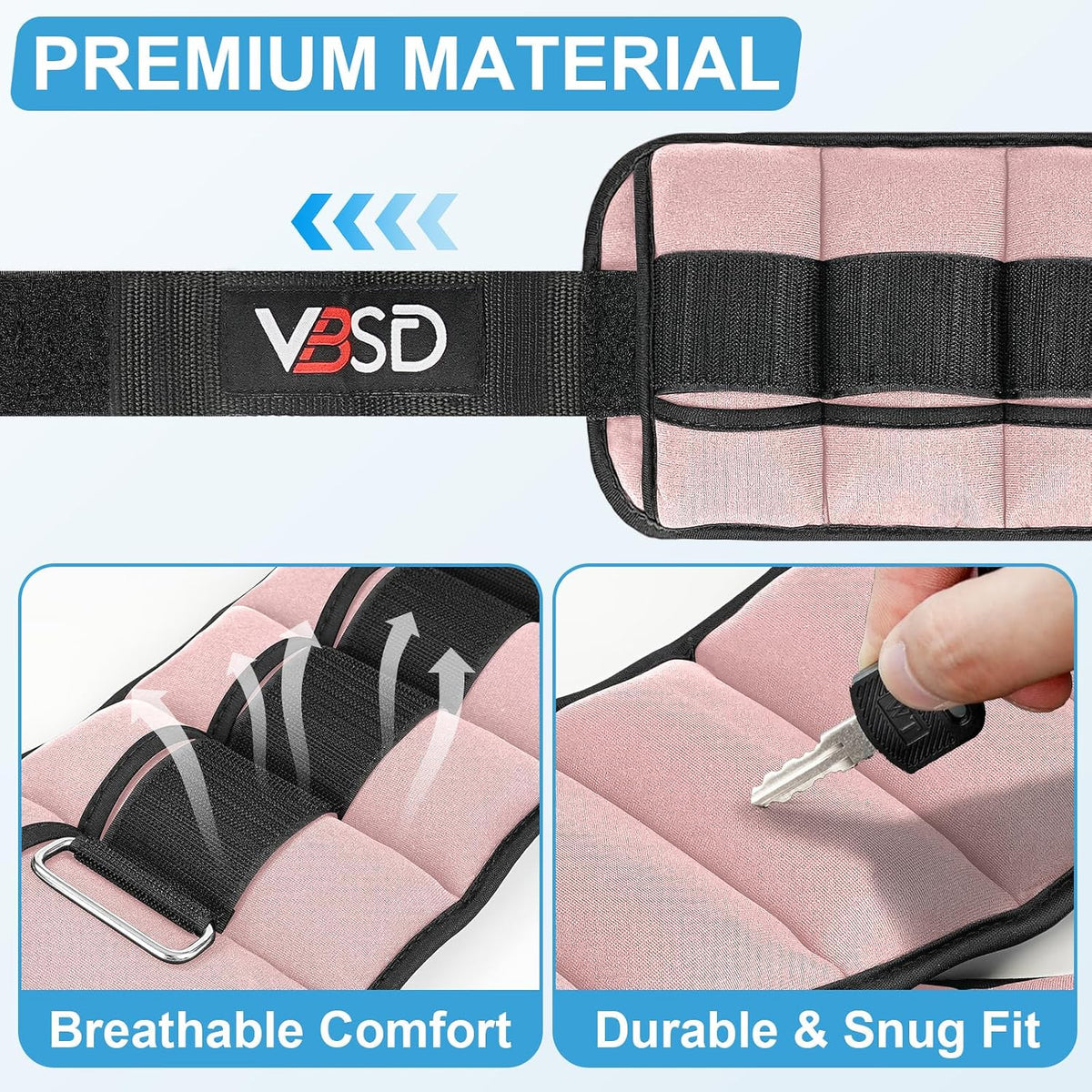 Adjustable Ankle Weights for Women Men,10lb 1 Pair Leg Weight Straps