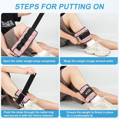 Adjustable Ankle Weights for Women Men,10lb 1 Pair Leg Weight Straps