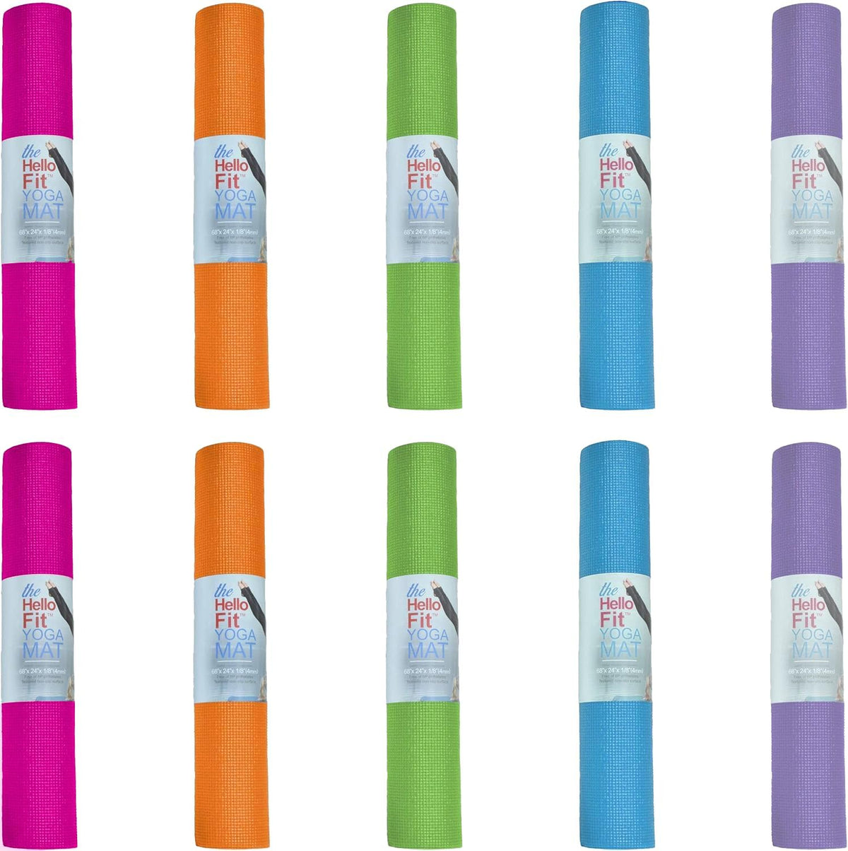 Bulk Yoga Mats, 10 Pack, 4mm Thick, 68x24in
