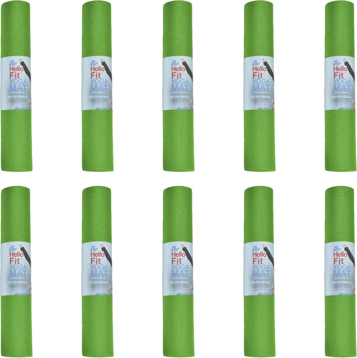 Bulk Yoga Mats, 10 Pack, 4mm Thick, 68x24in