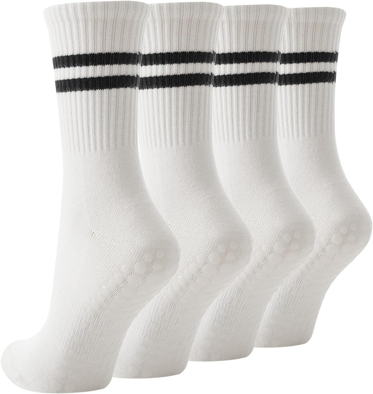 Pilates Socks with Grips for Women, 4 Pairs Non Slip Grippy Socks