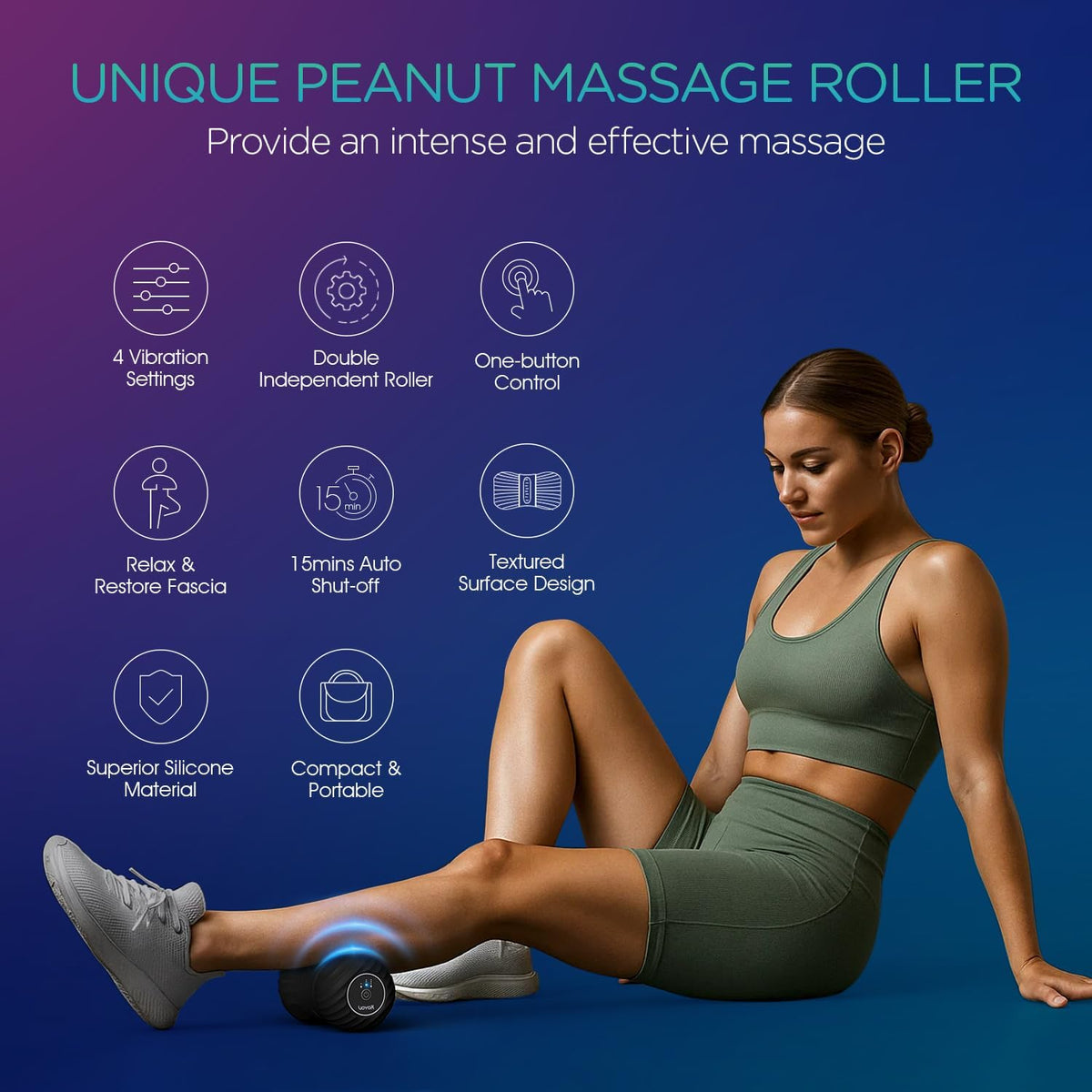 Vibrating Peanut Massage Ball, Electric Deep Tissue Roller