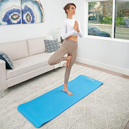 Extra Thick Yoga and Pilates Mat, 71-inch Long High Density Exercise Mat with Comfort Foam and Carrying Strap