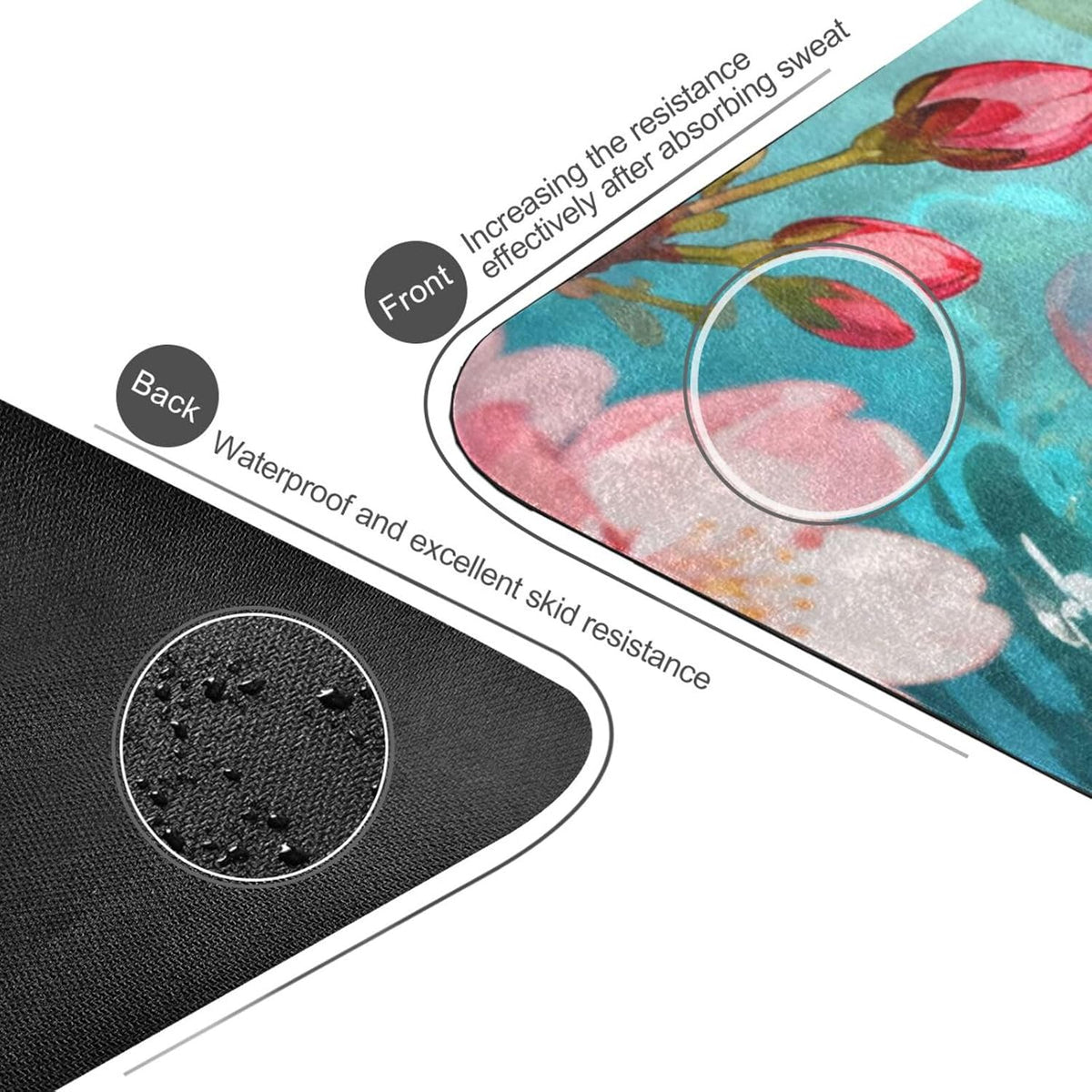 Cherry Blossom kois Fish travel yoga mat for pilates printed, non slip, yoga non slip towel with bags tapete para ejercicio 71x26 inches