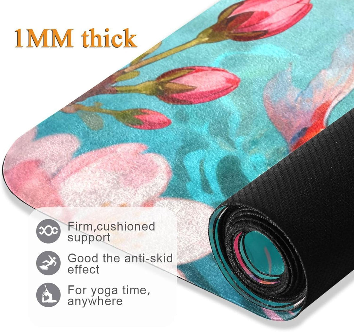 Cherry Blossom kois Fish travel yoga mat for pilates printed, non slip, yoga non slip towel with bags tapete para ejercicio 71x26 inches