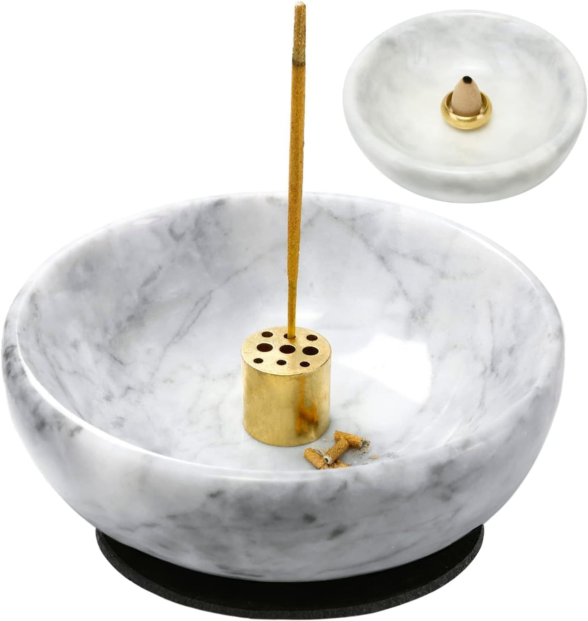 Natural Marble Incense Burner, Handmade Incense Stick Incense Burner Reflux Burner, Ideal for use in Meditation, Incense Smokers and Decoration. (Black)