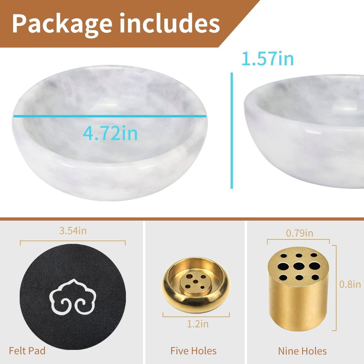 Natural Marble Incense Burner, Handmade Incense Stick Incense Burner Reflux Burner, Ideal for use in Meditation, Incense Smokers and Decoration. (Black)
