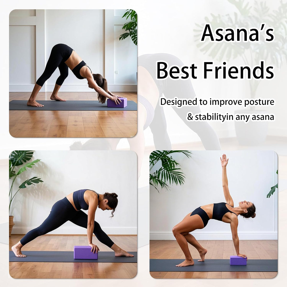 2 Yoga Blocks Supportive Accessories including 2 Knee Pads, 2 With Strap To Put Less Weight On Wrists, 1 Muscle Massage Roller, 2 Pair of Non-Slip Pilates Socks, 1 GYM Bag, Durable Versatile Yoga Brick Exercise Set of 10