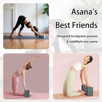 2 Yoga Blocks Supportive Accessories including 2 Knee Pads, 2 With Strap To Put Less Weight On Wrists, 1 Muscle Massage Roller, 2 Pair of Non-Slip Pilates Socks, 1 GYM Bag, Durable Versatile Yoga Brick Exercise Set of 10