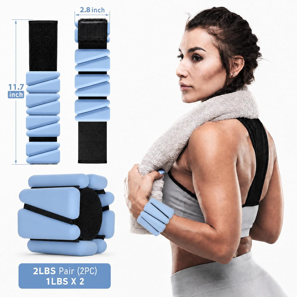 Wrist Weights, Ankle Weights for Women Men, Adjustable Wrist Weighted Bracelet for Home Gym Workout, Running, Yoga, Exercise, Strength Training