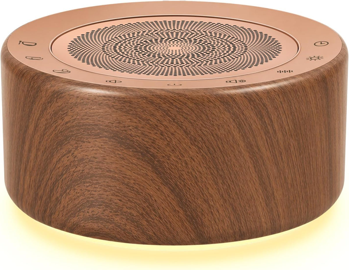 Tibetan Meditation Singing Bowl Sound Machine, 11 Authentic Singing Bowl & Relaxing Sounds, Premium Wood-Style Design, 7-Color Night Light, Timer & Memory, for Meditation, Yoga, Sleep & Mindfulness