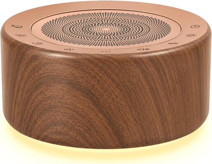 Tibetan Meditation Singing Bowl Sound Machine, 11 Authentic Singing Bowl & Relaxing Sounds, Premium Wood-Style Design, 7-Color Night Light, Timer & Memory, for Meditation, Yoga, Sleep & Mindfulness
