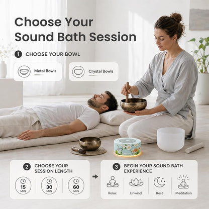 Tibetan Meditation Singing Bowl Sound Machine, 11 Authentic Singing Bowl & Relaxing Sounds, Premium Wood-Style Design, 7-Color Night Light, Timer & Memory, for Meditation, Yoga, Sleep & Mindfulness
