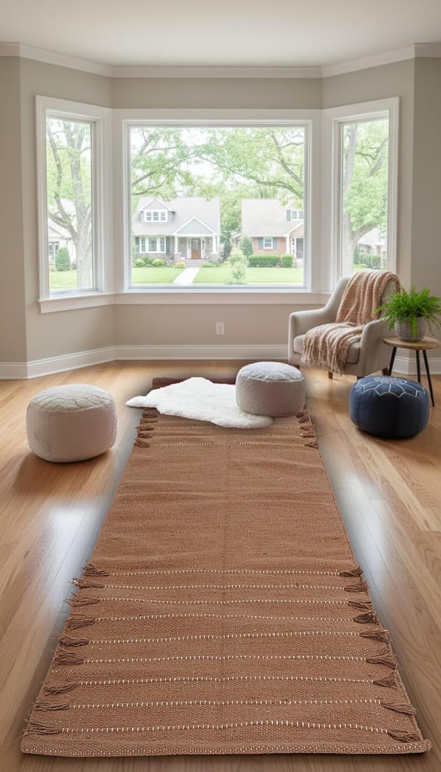 Indian Handmade 100% Organic Cotton Yoga Mat, Hand Woven Rug, Yoga Mat For Everyday Fitness at Home Comfortable Foldable Long Mat