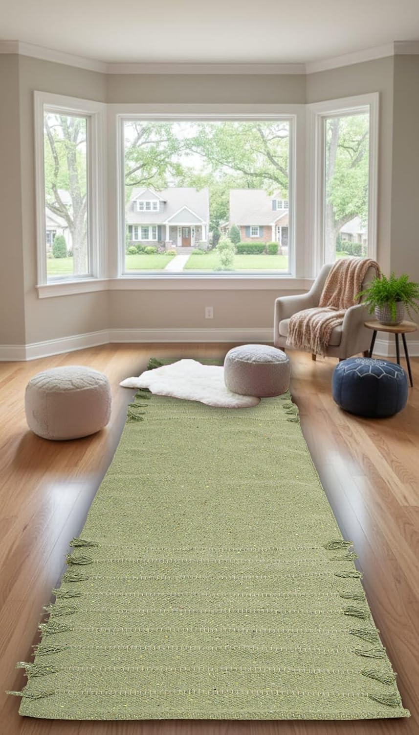 Indian Handmade 100% Organic Cotton Yoga Mat, Hand Woven Rug, Yoga Mat For Everyday Fitness at Home Comfortable Foldable Long Mat