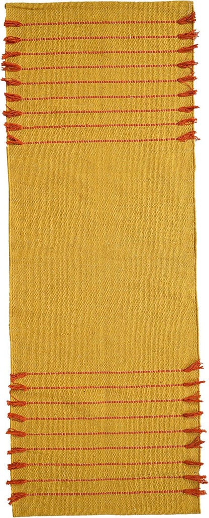 Indian Handmade 100% Organic Cotton Yoga Mat, Hand Woven Rug, Yoga Mat For Everyday Fitness at Home Comfortable Foldable Long Mat